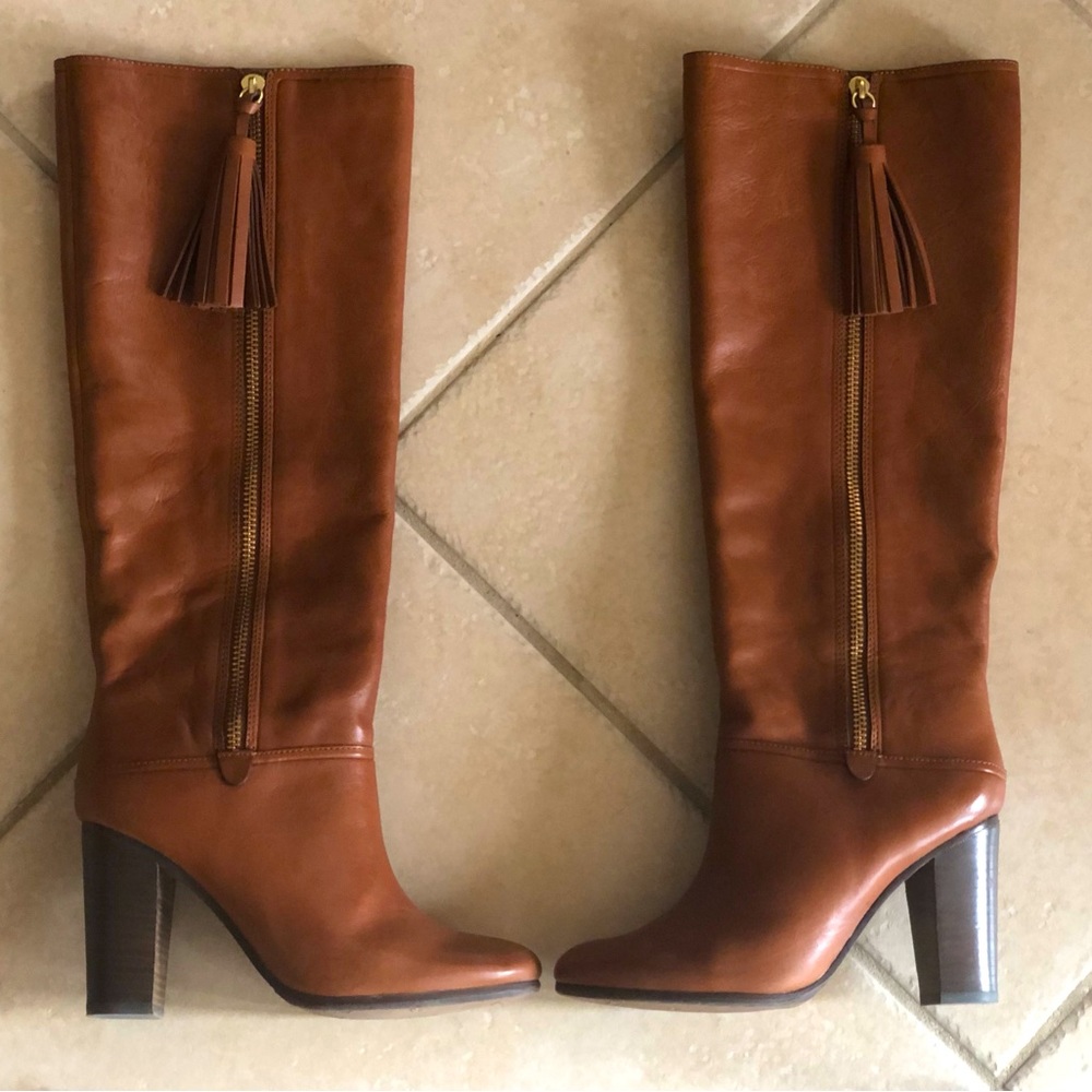 Coach Brown Leather Tall Knee High Heeled Boots